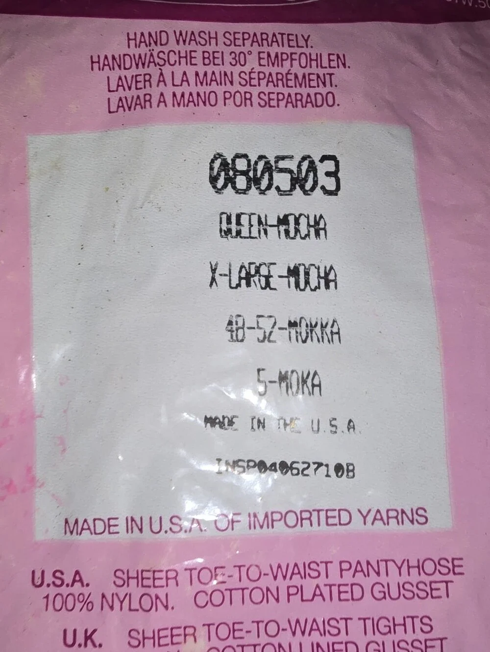 Silkies 080503 Day Sheer Toe to Waist Vintage 2003 XL Mocha Pantyhose NWT